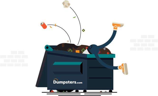 Cartoon of a person dumpster diving