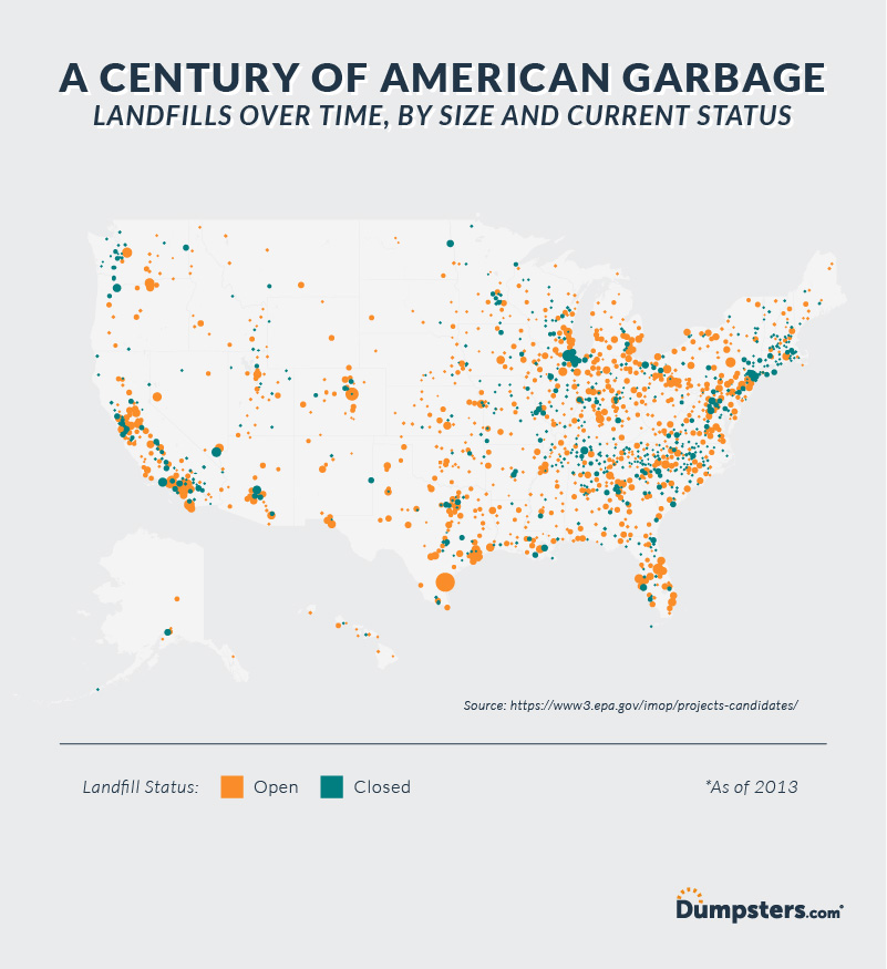 A Map of U.S. Trash Production Throughout the Years.