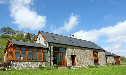 A barn that has been converted into a home. 
