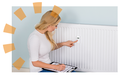 Blonde woman uses apartment checklist after tenant move out to prepare for new renter.