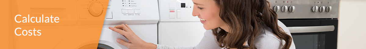 Homeowner opening washer door in laundry room. 