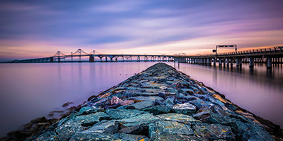 A landscape shot of the Chesapeake Bay. 