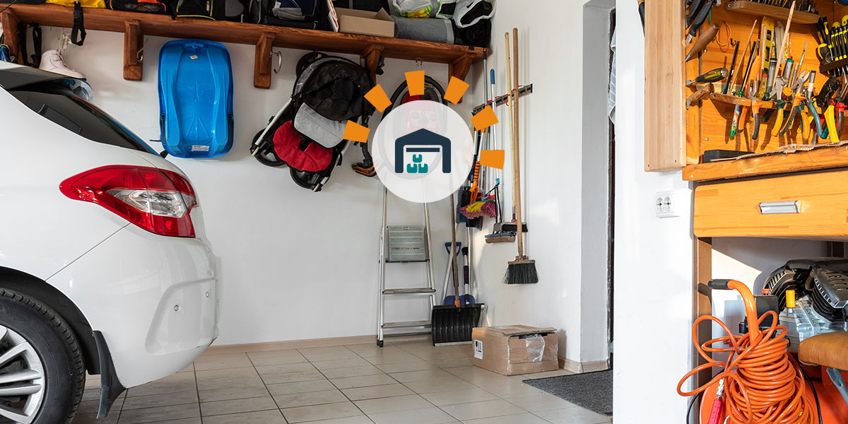 A neat and organized garage after cleaning out clutter. 