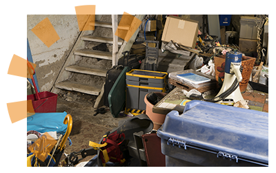 A room filled with old items to be cleaned out.