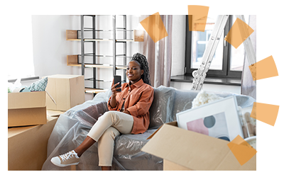 A woman looking at her new home to see what items she should downsize.