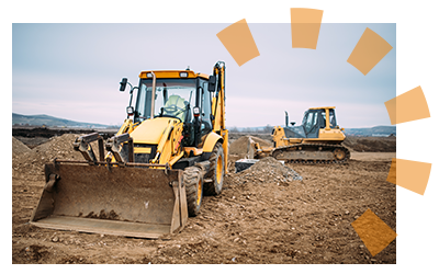 Construction equipment at a jobsite.