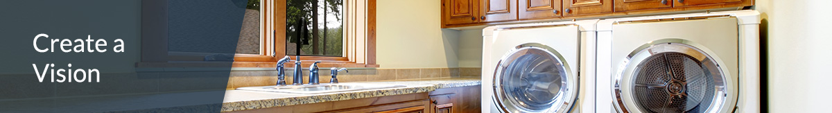 Outdated laundry room with old washer dryer and lamp. 