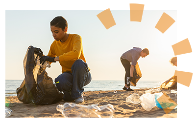 A group of volunteers cleaning up a community event.