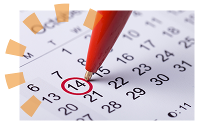 A red pen circling the number 14 on a calendar.
