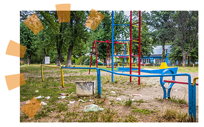A playground the needs cleaning.