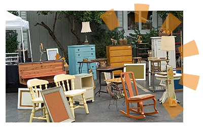 A curb full of large furniture to get rid of from downsizing.