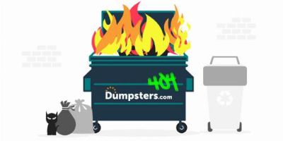 Dumpster fire 404 image.