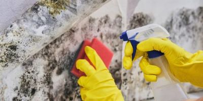 Cleaning up mold after a flood.