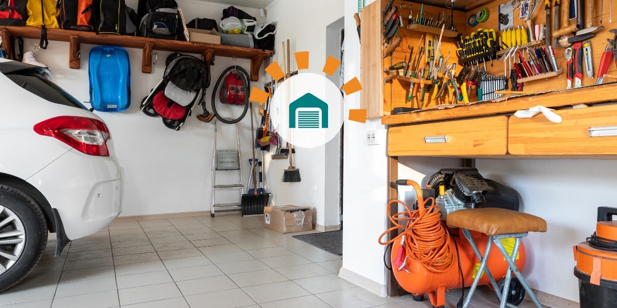 A neat and organized garage after cleaning out clutter. 
