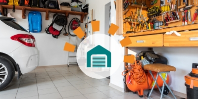 A neat and organized garage after cleaning out clutter. 
