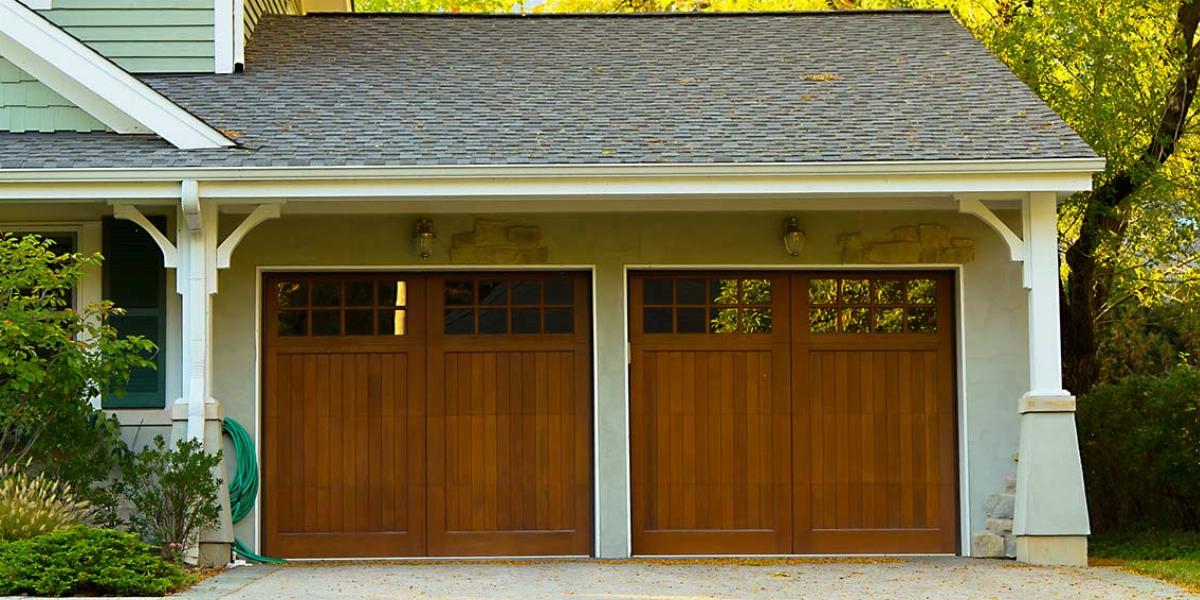Two-Door Garage Attached to Nice Suburban Home