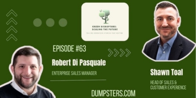 Shawn Toal and Robert Di Pasquale headshots on graphic of Green Disruptors Podcast logo