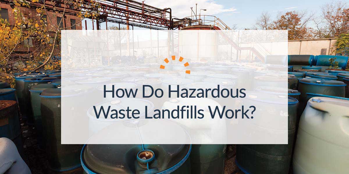 Rows of hazardous waste barrels.