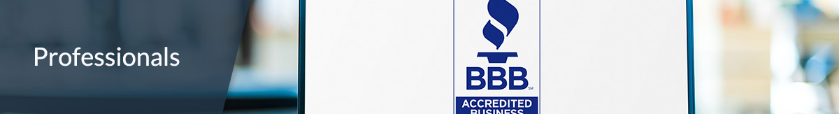 Homeowner researches credible and BBB accredited contractors for hire on home addition.