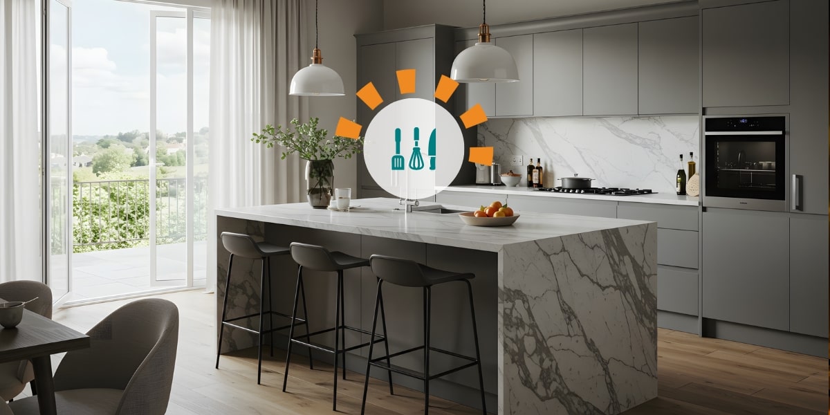 Large Kitchen Island in a Bright Kitchen