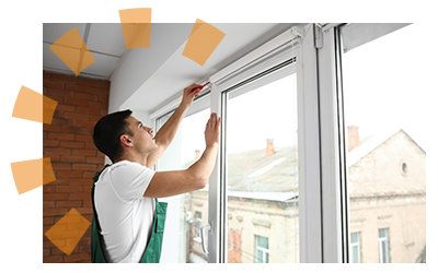 Landlord repairing apartment window blinds after tenant moves out.