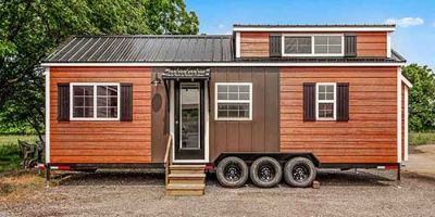 Liberation Tiny Homes exterior of house on wheels.