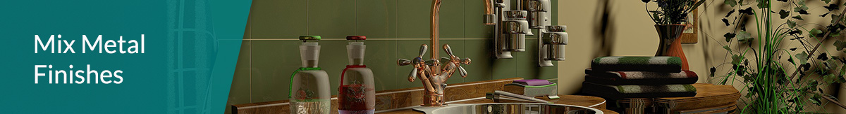 Staged Bathroom With Mixed Metal Features.
