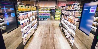 Modern grocery store aisle.