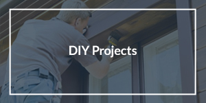 DIY Projects text overlaid on an image of a man on a ladder doing a home project