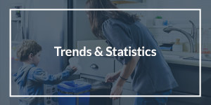 Trends & Statistics text overlaid on an image of a woman and child looking at a report
