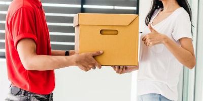 Woman Accepting Delivery Box