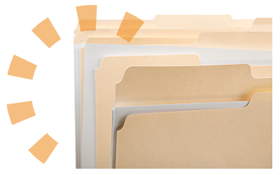 Plain manila folders with white papers inside.