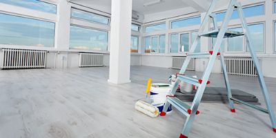 Remodeled office with natural light.