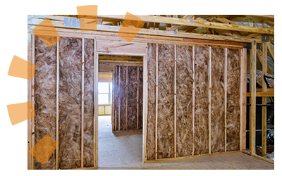 A wall frame being prepped for drywall. 