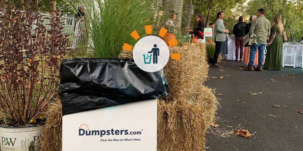 A Dumpsters.com trash can at The Refugee Response's Reap the Benefit event.  