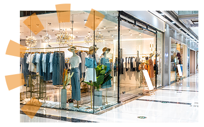 A clean and organized doorway to a retail shop.