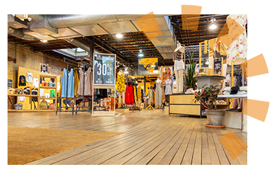 Wood plank flooring in a retail store.