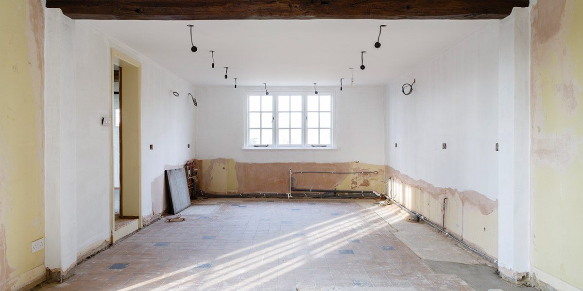 Empty Room Undergoing Demolition.