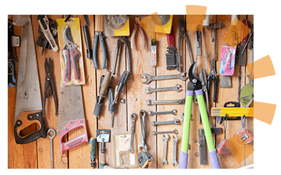 Tools in a barn to be removed before cleaning. 