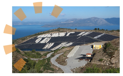Sanitary Landfill With Sea and Mountains in Background