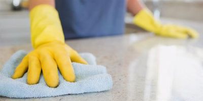 Spring cleaning kitchen countertops.