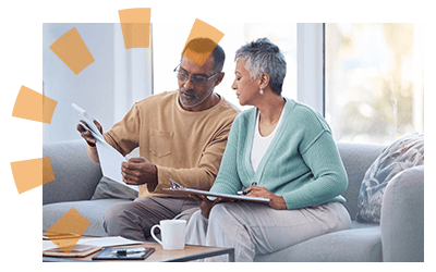 A couple reviewing the contents of their home.