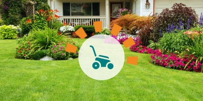 A well-manicured lawn with flowers, bushes and small shrubbery for landscaping accents.
