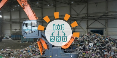 Machinery Moving Waste in Transfer Station