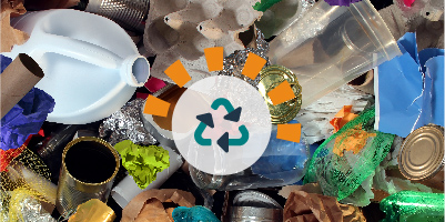 A pile of single-stream recyclable materials.