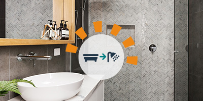 Master bath with a walk-in shower.