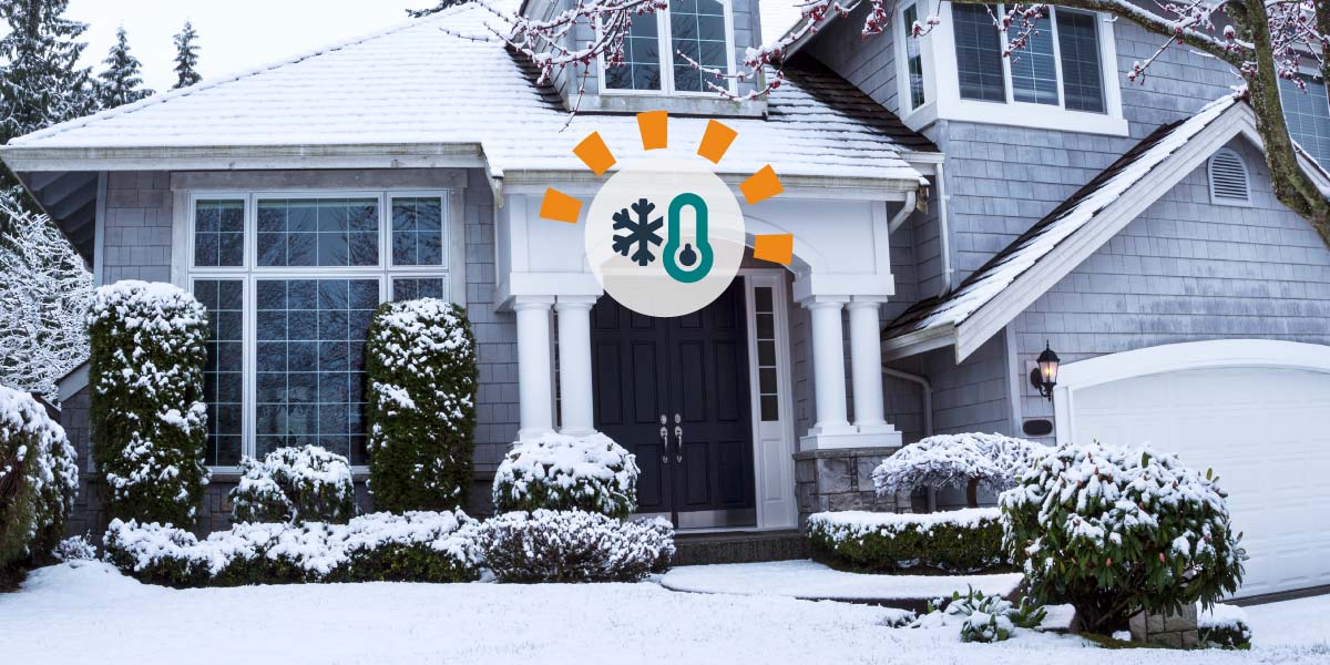 A snow-covered home exterior.