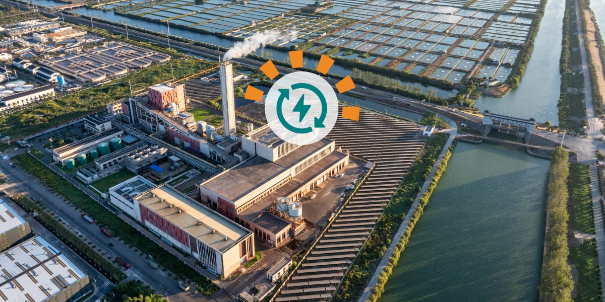 Aerial View of Waste-to-Energy Plant by Water
