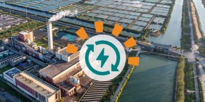 Aerial View of Waste-to-Energy Plant by Water