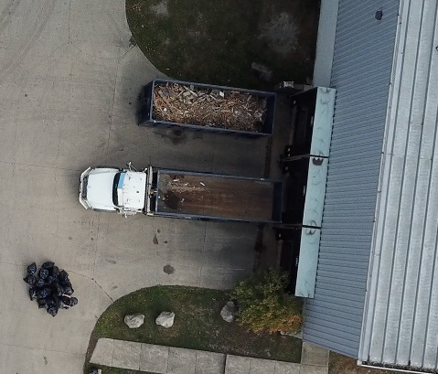 Aerial View of Two Trucks.